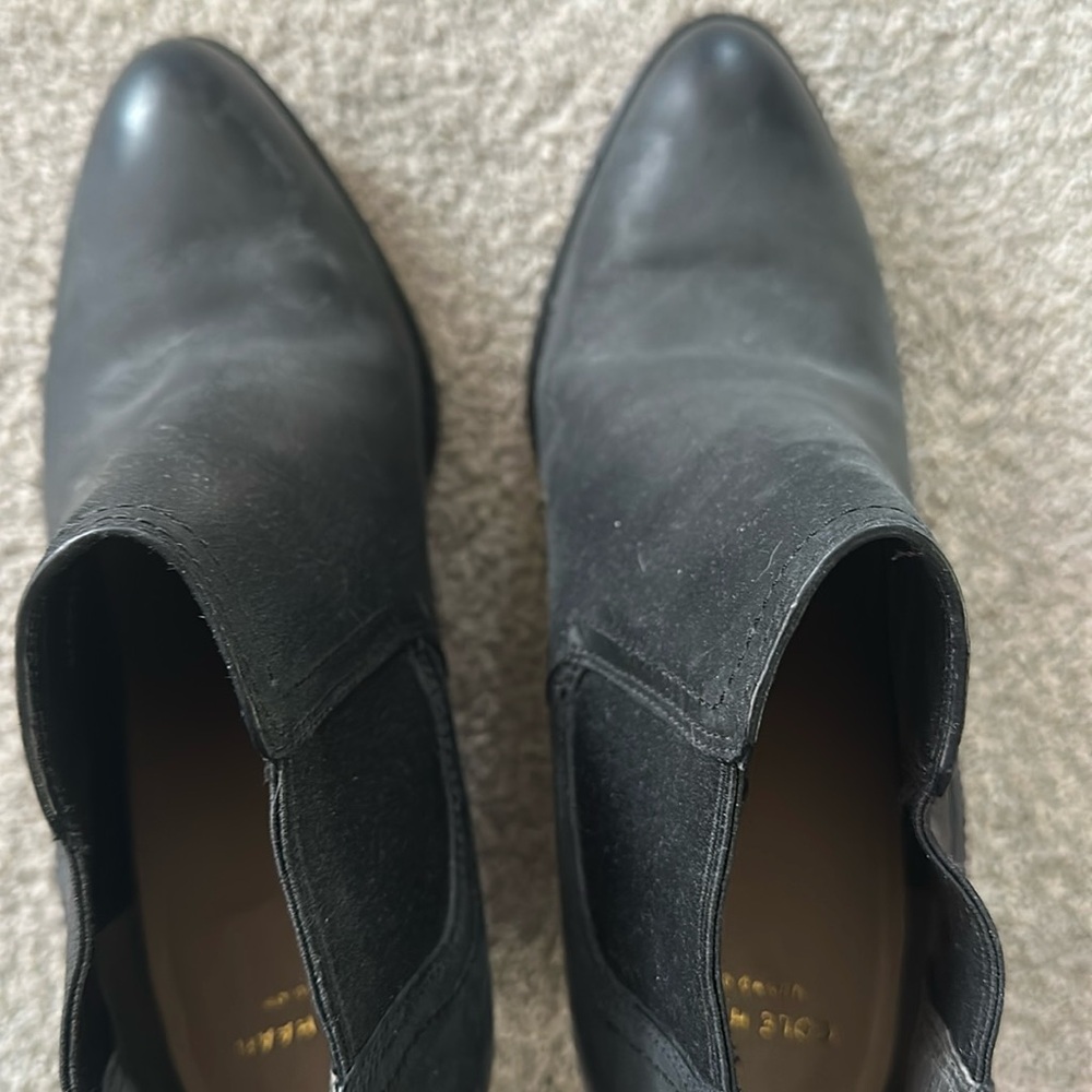 Cole Haan grand Os wedge booties. Sz 8B. Black. 3.5” wedge heel.